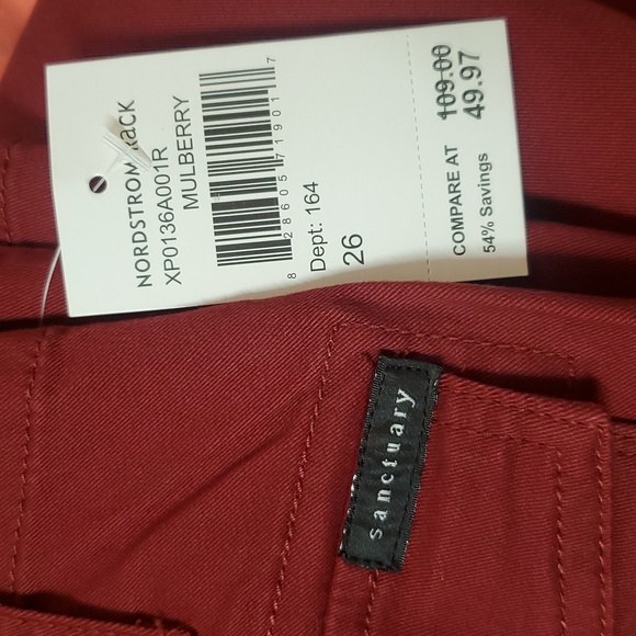 Sanctuary Womens Burgundy Mid Rise Bootcut Pants Size 26 - Picture 16 of 16